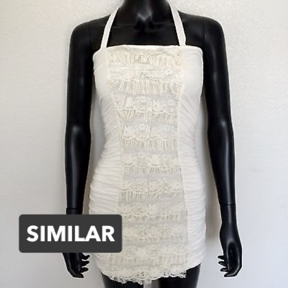 🔥2/$40🔥 GUESS Black Lace Bodycon Stretch Fit Halter Neck Tie Cocktail Mini Dress